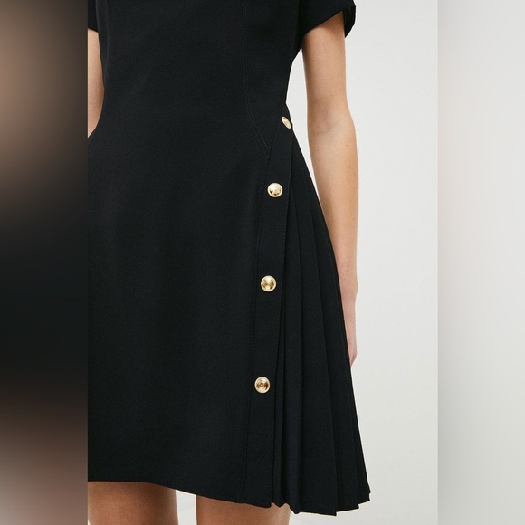 Karen Millen Military panel pleated black dress size 16 - Picture 2 of 11